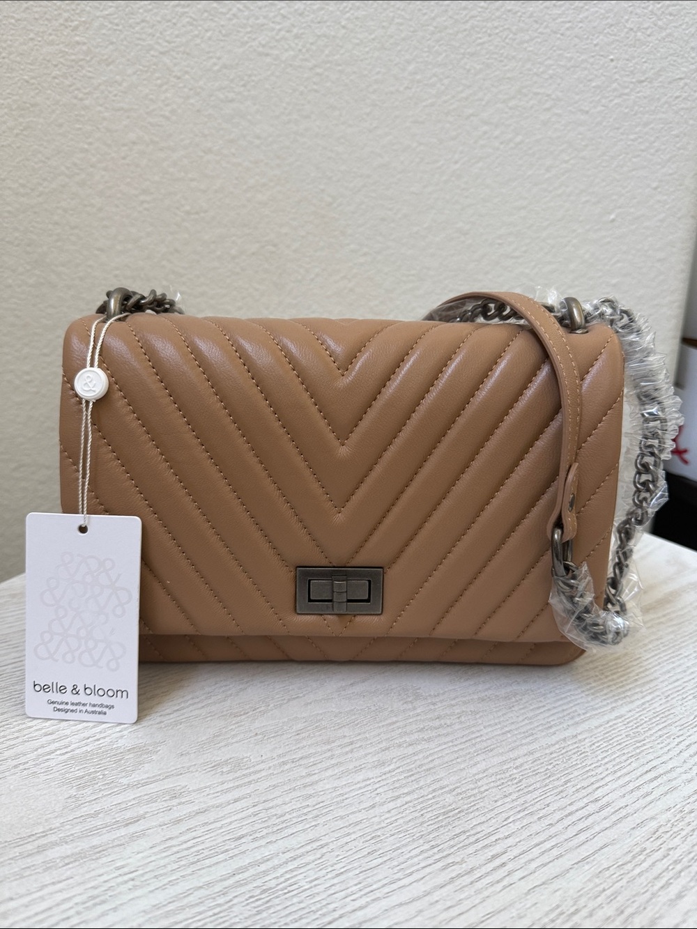 Belle & Bloom Belong To You Convertible Quilted Shoulder/Crossbody Bag in CAMEL
